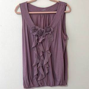 Loft shell top with floral details